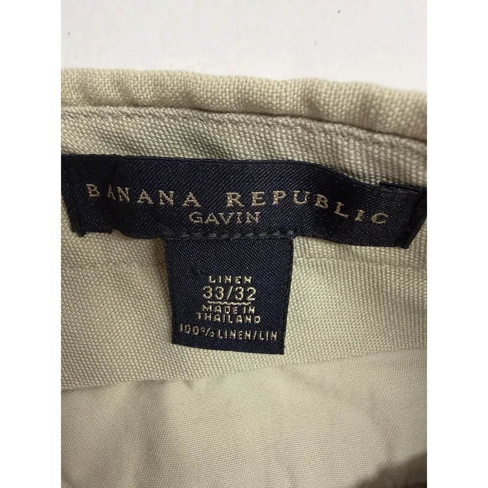 Banana Republic Men's Beige 100 %Linen Gavin Fit Chino Dress Pants 33x32